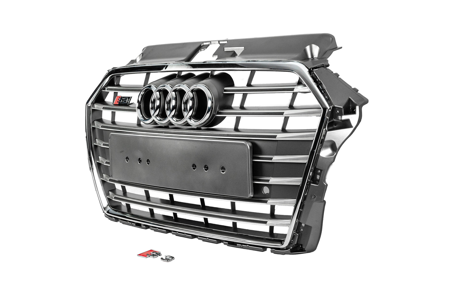 Front Grille S-Style (2016-2020, gray with chrome) for Audi A3 2012-2020 - image 2