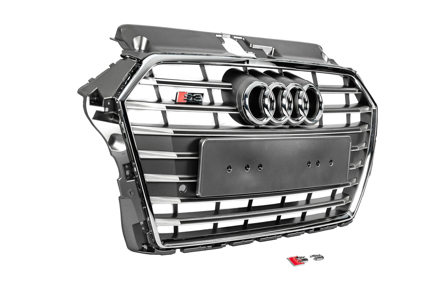 Front Grille S-Style (2016-2020, gray with chrome) for Audi A3 2012-2020 - image 3