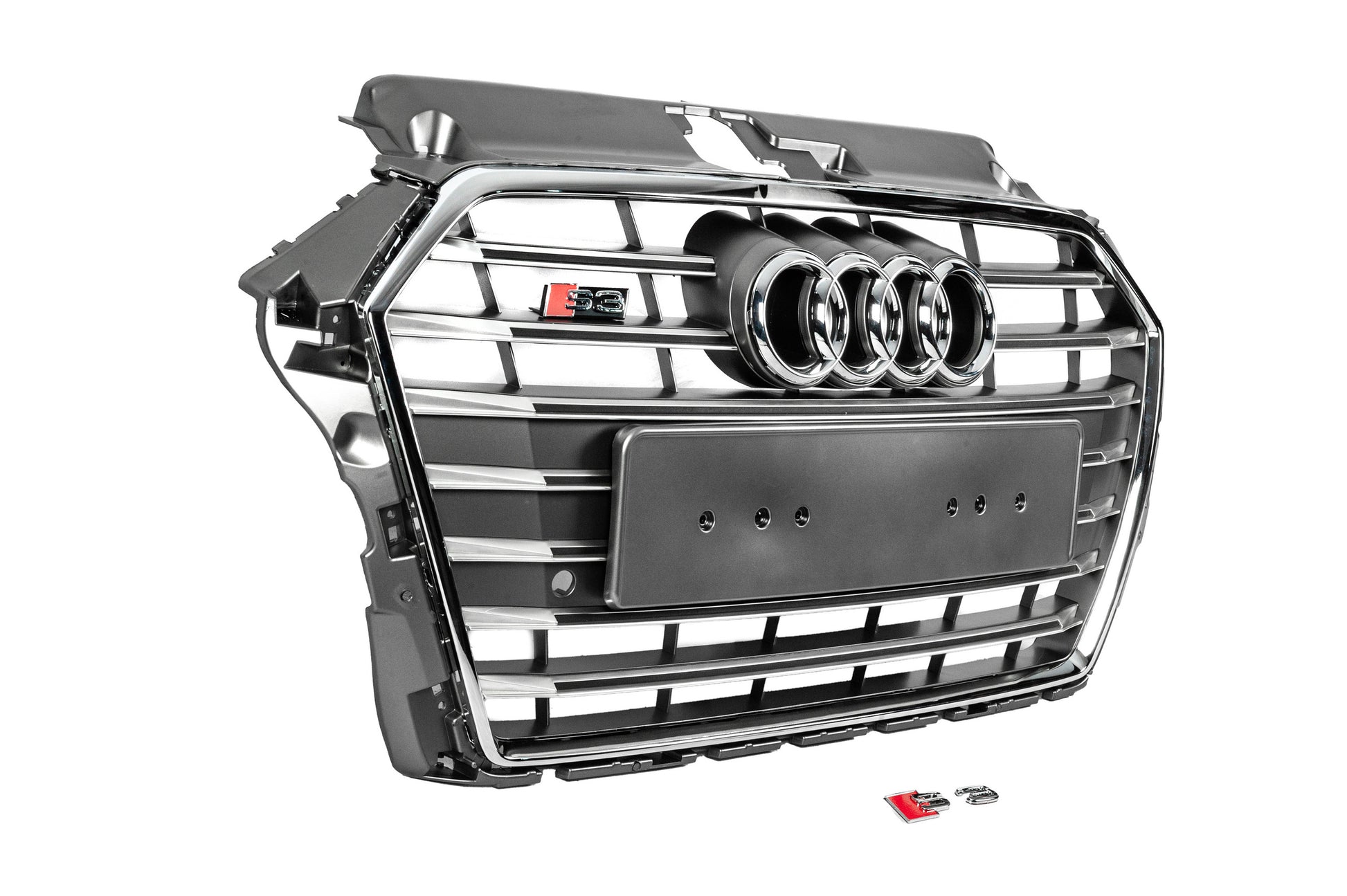 Front Grille S-Style (2016-2020, gray with chrome) for Audi A3 2012-2020 - image 3