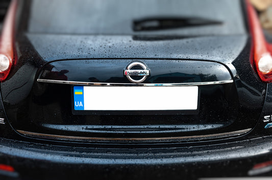 Chrome bracket above the number (stainless steel). for Nissan Juke 2010-2019 - image 1