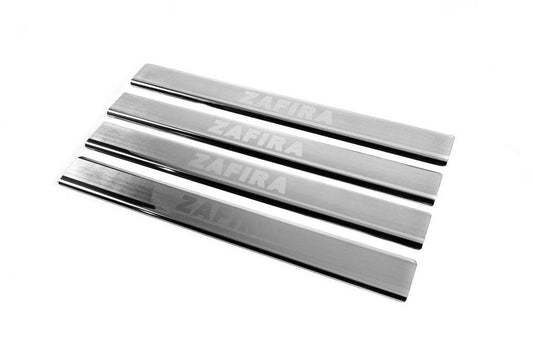 Carmos V3 sill plates (4 pcs., stainless steel) for Opel Zafira B 2005-2011 - Reelken Auto