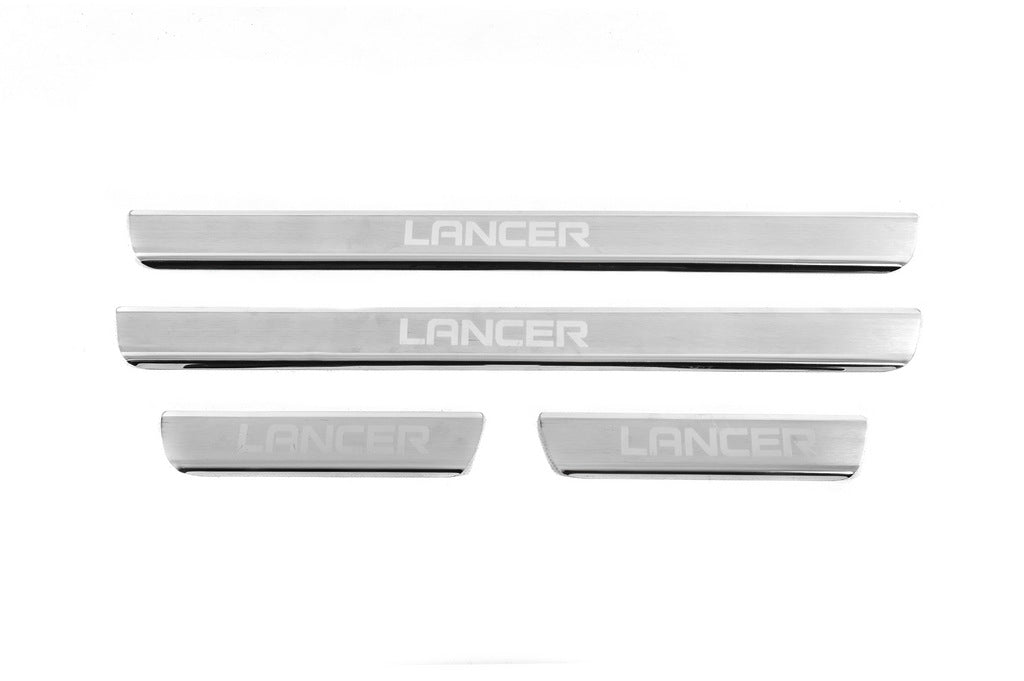 Door Sill Protectors Carmos V3 (4 pcs, Stainless Steel) for Mitsubishi Lancer 9 2004-2008 - image 1