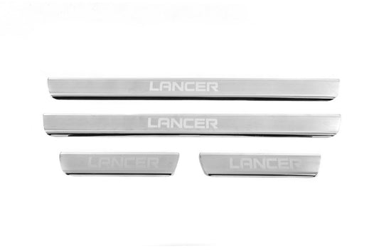 Door Sill Protectors Carmos V3 (4 pcs, Stainless Steel) for Mitsubishi Lancer 9 2004-2008 - image 1