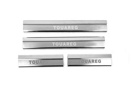 Door sill cover Carmos V2 (4 pcs., stainless steel) for Volkswagen Touareg 2010-2018 - image 1