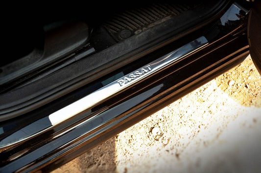 Door sills OmsaLine type 1 (4 pieces, stainless steel) for Volkswagen Passat B7 2012-2015 - Reelken Auto