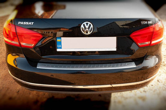 Rear bumper pad OmsaLine MAT (Sedan, stainless steel) for Volkswagen Passat B7 2012-2015 - Reelken Auto
