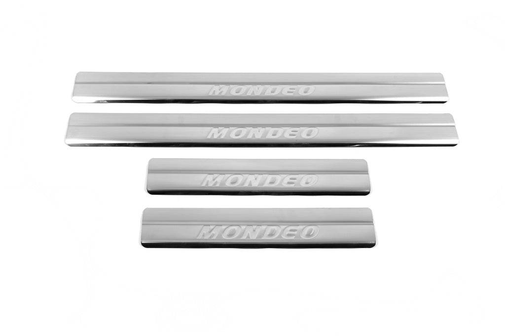 Door sills OmsaLine (4 pieces, stainless steel.) for Ford Mondeo 2000-2007 - Reelken Auto