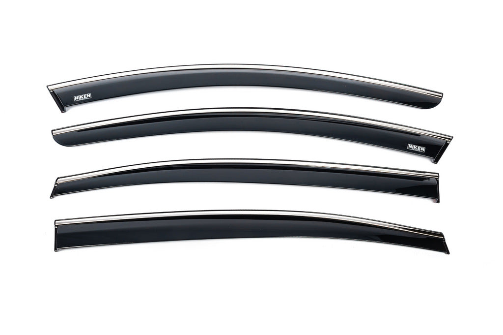 Window deflectors with chrome trim (4 pcs, Niken) for Dacia Logan III 2020- - image 1