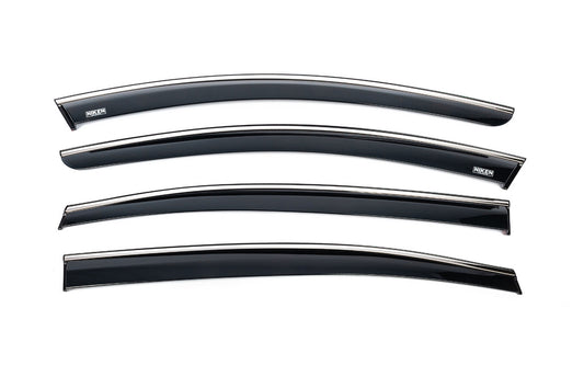 Window deflectors with chrome trim (4 pcs, Niken) for Dacia Logan III 2020- - image 1