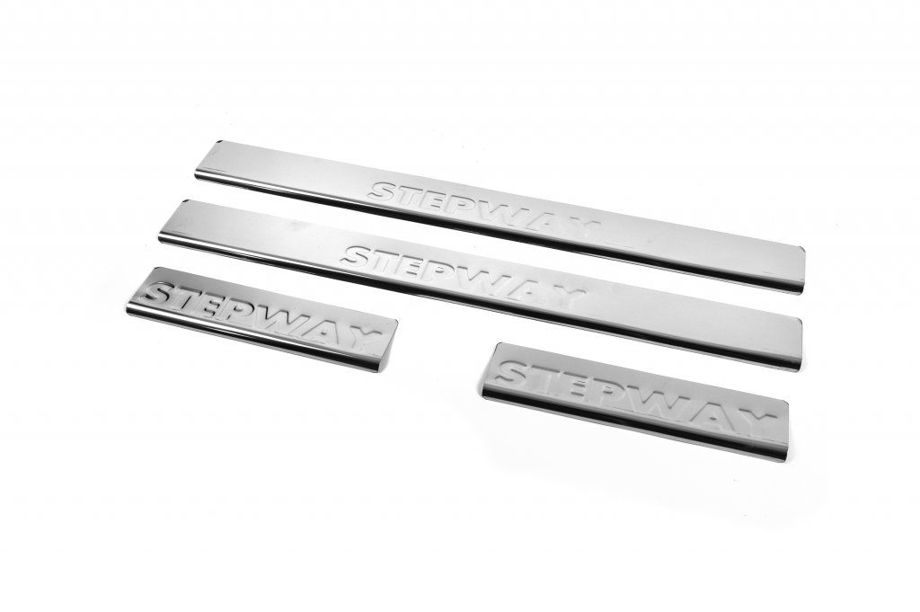 Stainless Steel Door Sill Protectors Carmos V2 (4 pcs) for Renault Sandero 2007-2013 - image 2