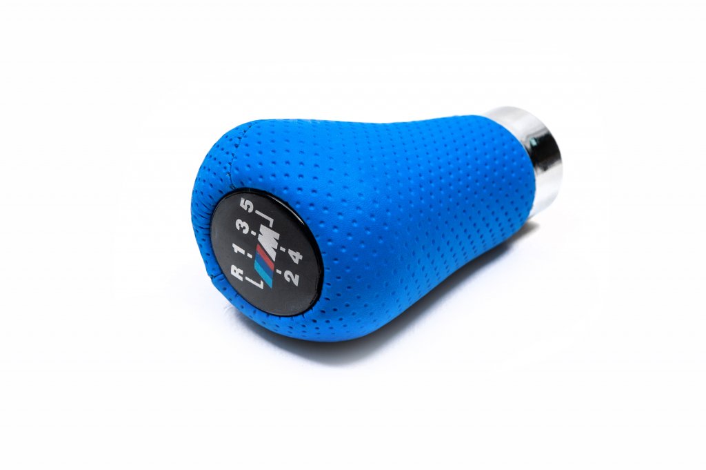 Gear Shift Knob OEM (leatherette, light blue perforated) for BMW 3 Series E30 1982-1994 - image 1