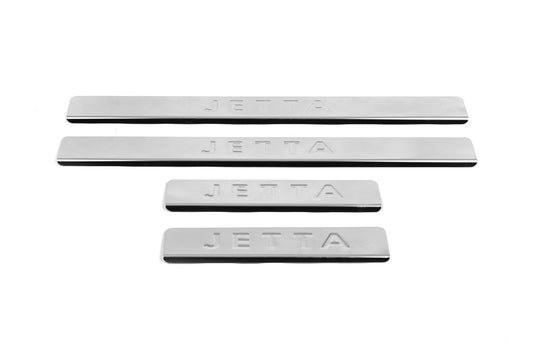 Door Sill Protectors OmsaLine (4 pcs, Stainless Steel) for Volkswagen Jetta 2011-2018 - image 1