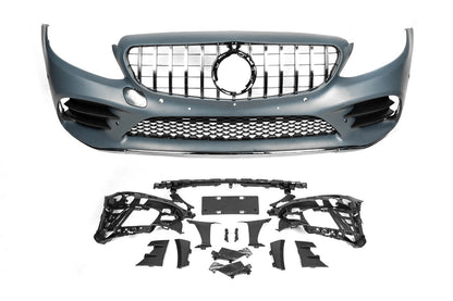 Front bumper assembly (AMG Line 2018-2021) for Mercedes C-сlass W205 2014-2021 - image 2