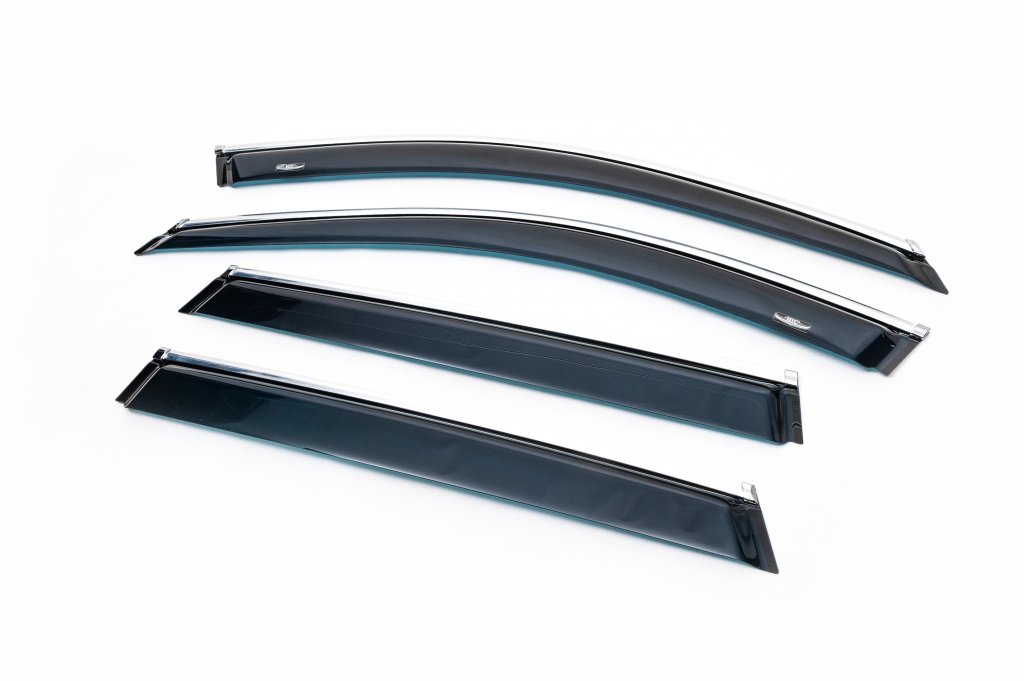 Window deflectors with chrome trim (4 pcs, HIC) for BMW X1 F48 2015-2022 - image 1