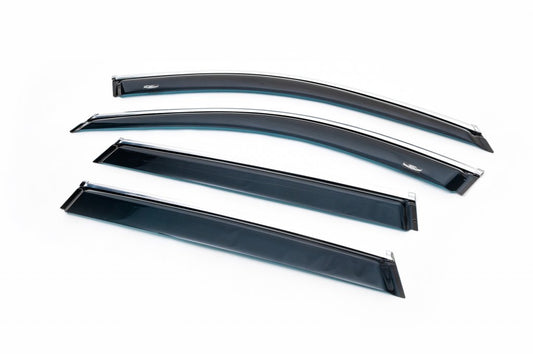 Window deflectors with chrome trim (4 pcs, HIC) for BMW X1 F48 2015-2022 - image 1