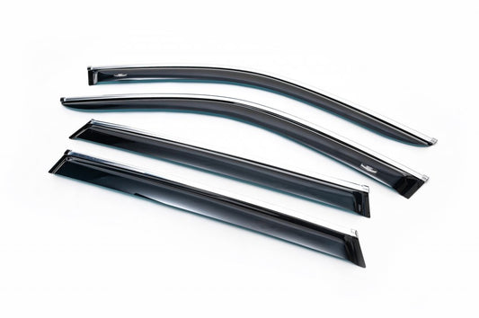 Window deflectors with chrome trim (4 pcs, HIC) for Skoda Kodiaq 2016-2023 - image 1