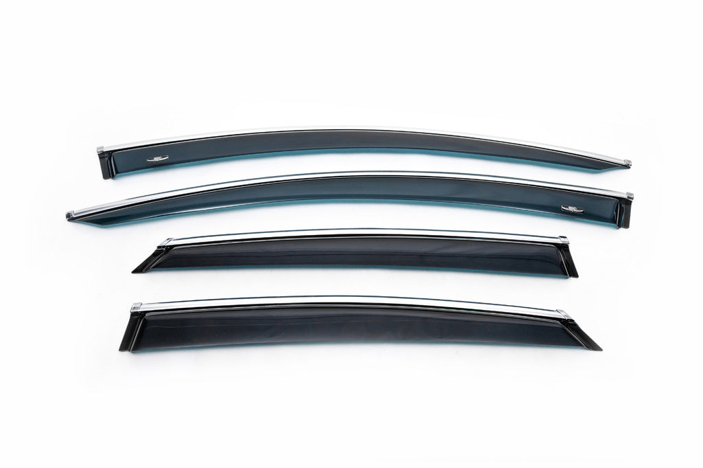 Window deflectors with chrome trim (4 pcs, HIC) for Ford Mondeo 2014-2022 - image 2