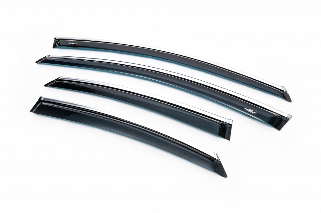 Window Deflectors with Chrome Trim SD (4 pcs, HIC) for Ford Mondeo 2008-2014 - image 1