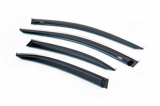 Window Deflectors with Chrome Trim SD (4 pcs, HIC) for Mercedes C-сlass W205 2014-2021 - image 1