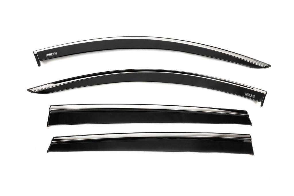 Window deflectors with chrome trim (4 pcs, Niken) for Hyundai Santa Fe 4 2018-2023 - image 1
