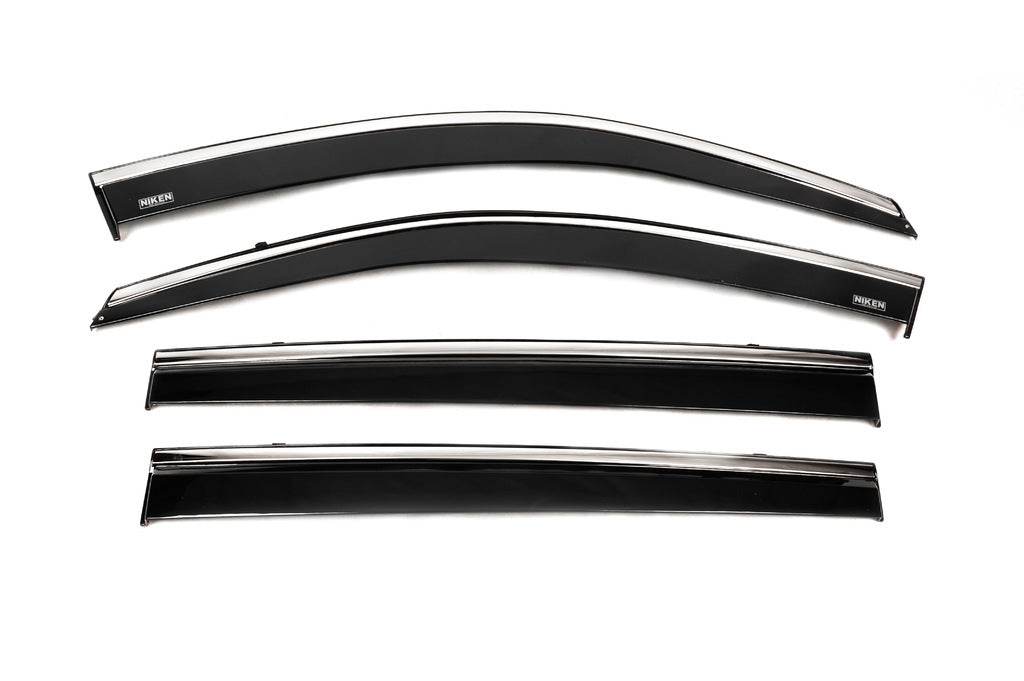 Windbreakers with chrome (4 pcs, Niken) for Toyota Highlander 2013-2019 - Reelken Auto