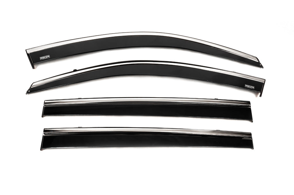 Window deflectors with chrome trim (4 pcs, Niken) for Toyota Highlander 2013-2019 - image 2