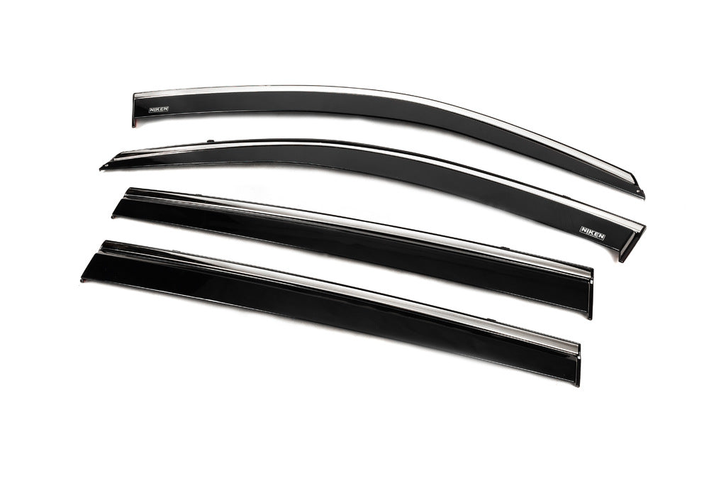 Window deflectors with chrome trim (4 pcs, Niken) for Toyota Highlander 2013-2019 - image 1