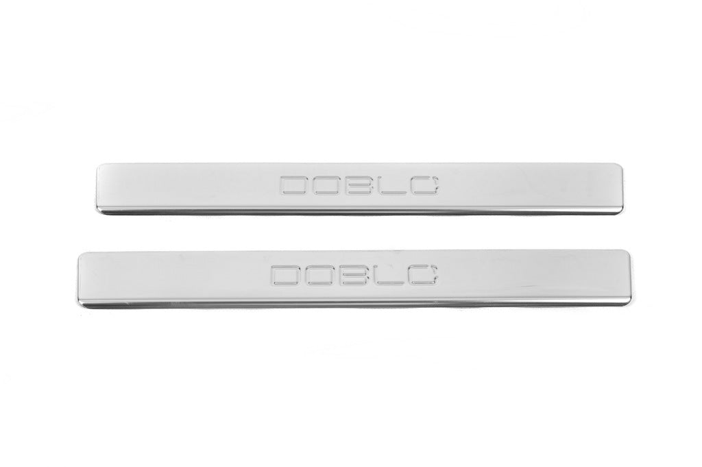 Door Sill Protectors OmsaLine (2 pcs, Stainless Steel) for Fiat Doblo II 2010-2022 - image 1