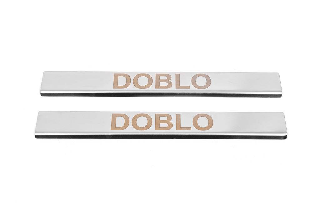 Door sill plates Carmos V1 (2 pcs., stainless steel) for Fiat Doblo II 2010-2022 - Reelken Auto