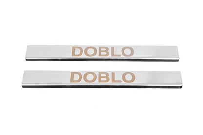 Door sill plates Carmos V1 (2 pcs., stainless steel) for Fiat Doblo II 2010-2022 - Reelken Auto