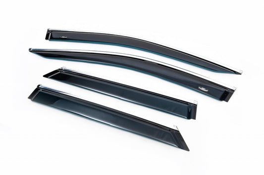 Window deflectors with chrome trim LONG (4 pcs, HIC) for Lexus RX 2016-2022 - image 1