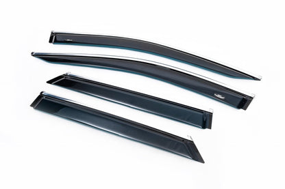 Window deflectors with chrome trim LONG (4 pcs, HIC) for Lexus RX 2016-2022 - image 1