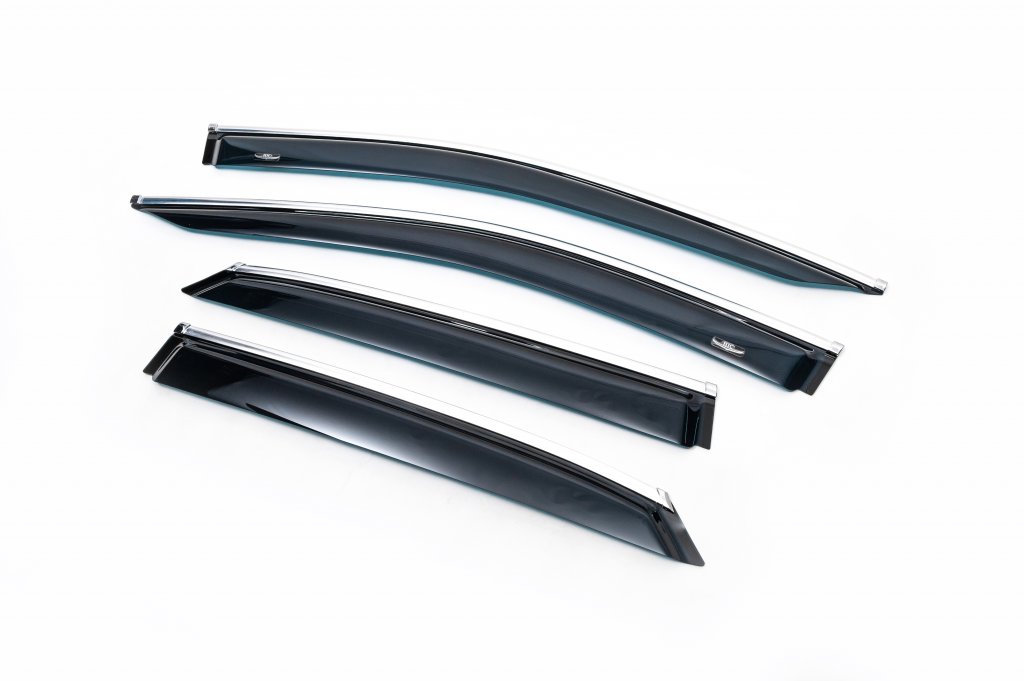 Window Deflectors with Chrome Trim Short (4 pcs, HIC) for Lexus RX 2016-2022 - image 1