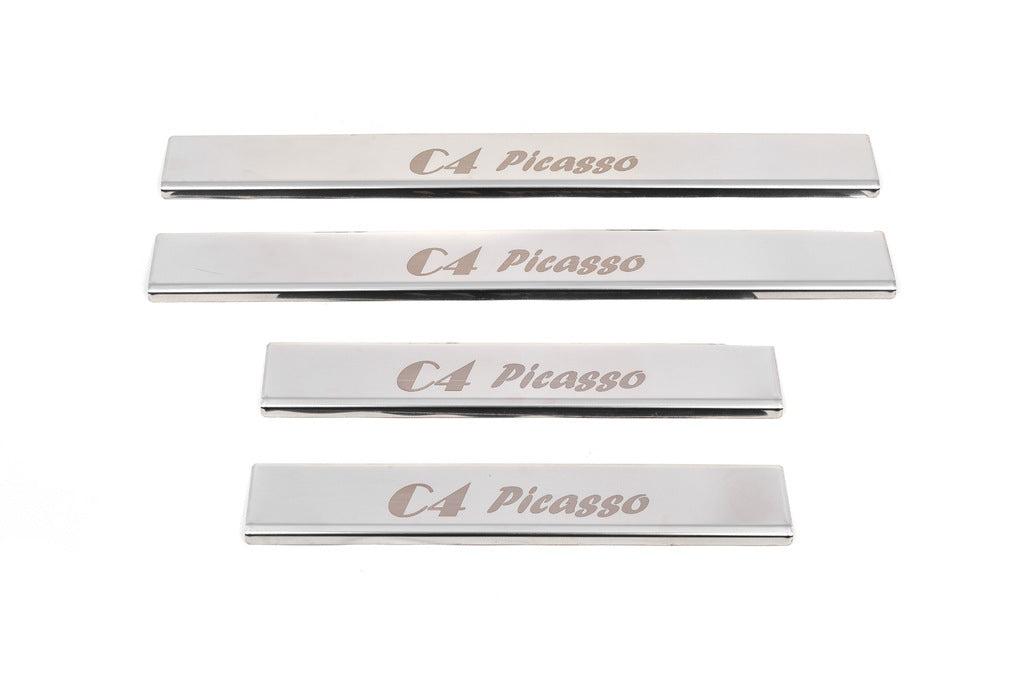 Carmos Door Sill Protectors (4 pcs, Stainless Steel) for Citroen C-4 Picasso 2013-2022 - image 1