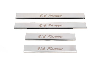 Carmos Door Sill Protectors (4 pcs, Stainless Steel) for Citroen C-4 Picasso 2013-2022 - image 1