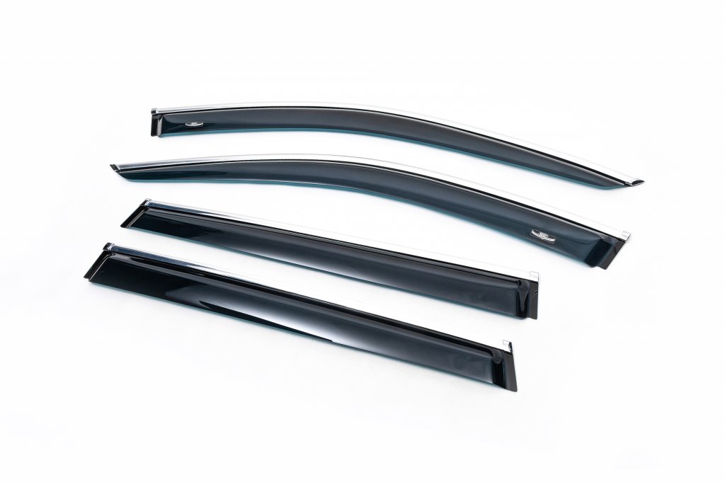 Window deflectors with chrome trim (4 pcs, HIC) for Jeep Cherokee KL 2013- - image 1