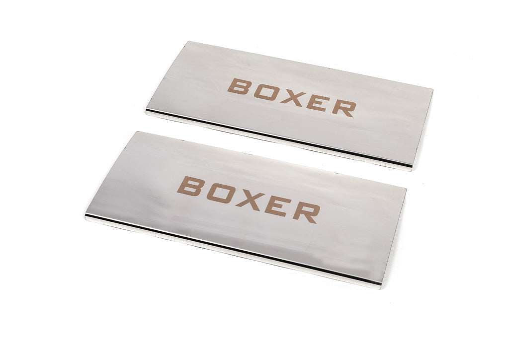 Interior door sill plates Carmos V1 (2 pcs, stainless steel) for Peugeot Boxer 2006-2025 - image 1