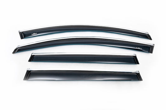 Window deflectors with chrome trim (4 pcs, HIC) for Volvo XC70 2007-2013 - image 2