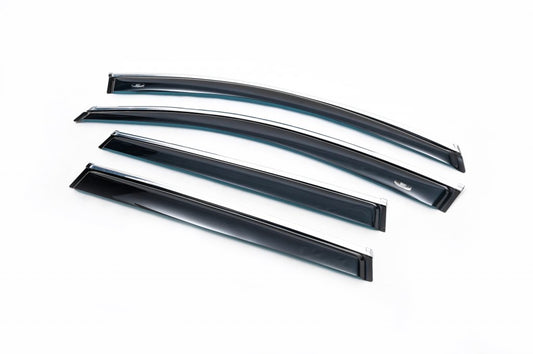 Window deflectors with chrome trim (4 pcs, HIC) for Volvo XC70 2007-2013 - image 1