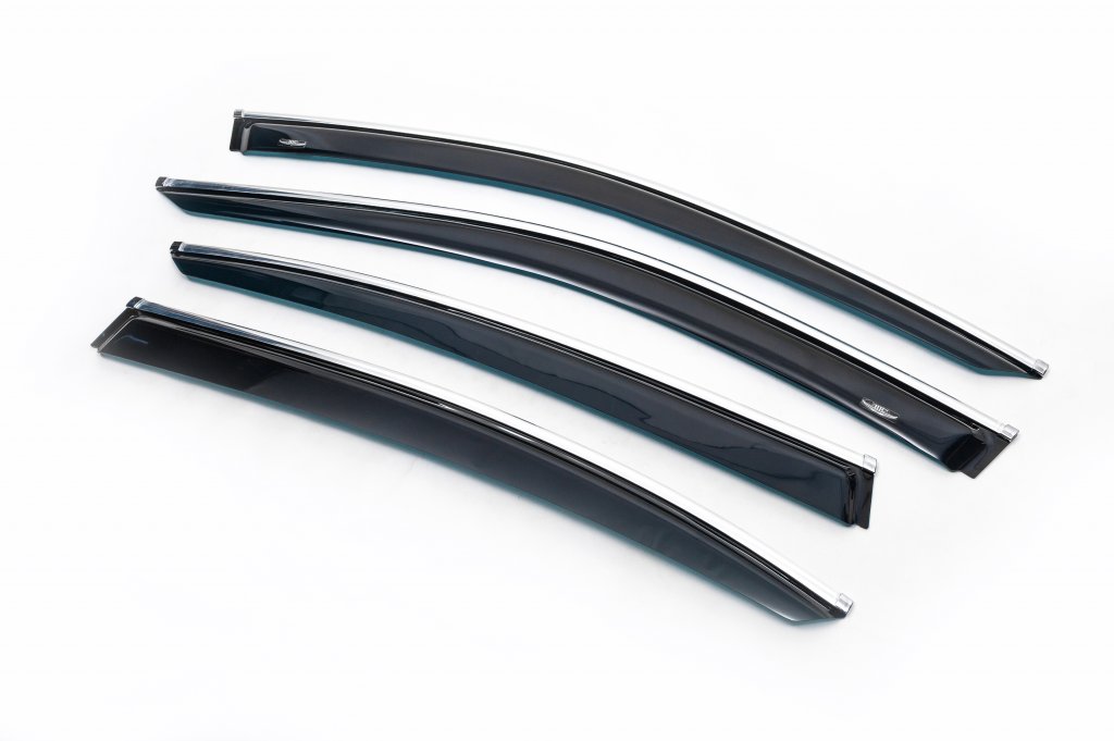 Window Deflectors with Chrome Trim SD (4 pcs, HIC) for Volkswagen Passat B8 2015-2023 - image 1