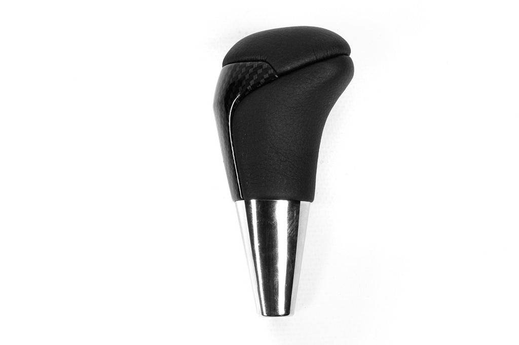 Gear shift knob (Black leather + carbon) for Toyota Land Cruiser 200 - Reelken Auto