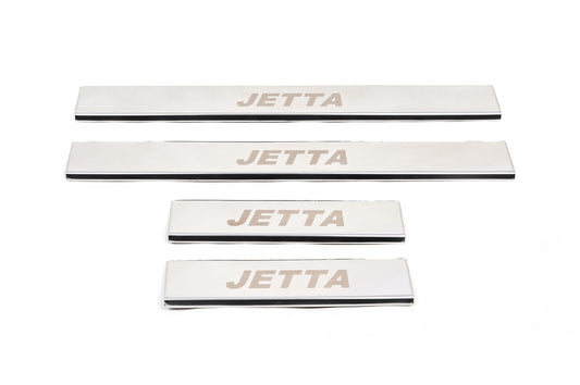 Door Sill Protectors Carmos V1 (4 pcs, Stainless Steel) for Volkswagen Jetta 2011-2018 - image 1