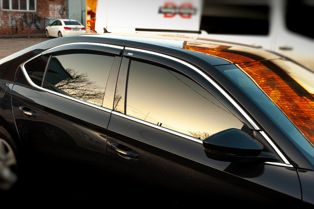 Window Deflectors with Chrome Trim SD (4 pcs, Niken) for Skoda Superb 2015-2024 - image 1