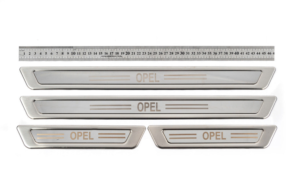 Universal door sill plates Opel V-1 (4 pcs., stainless steel) for Opel - image 1