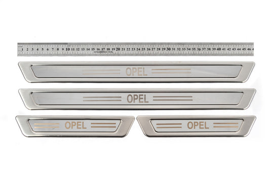 Universal door sill plates Opel V-1 (4 pcs., stainless steel) for Opel - image 1