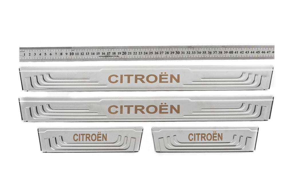 Universal door sill protectors Citroen V-2 (4 pcs, stainless steel) for Citroen - image 1