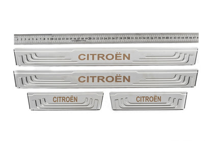 Universal door sill protectors Citroen V-2 (4 pcs, stainless steel) for Citroen - image 1