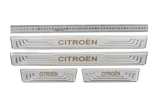 Universal door sill protectors Citroen V-2 (4 pcs, stainless steel) for Citroen - image 1