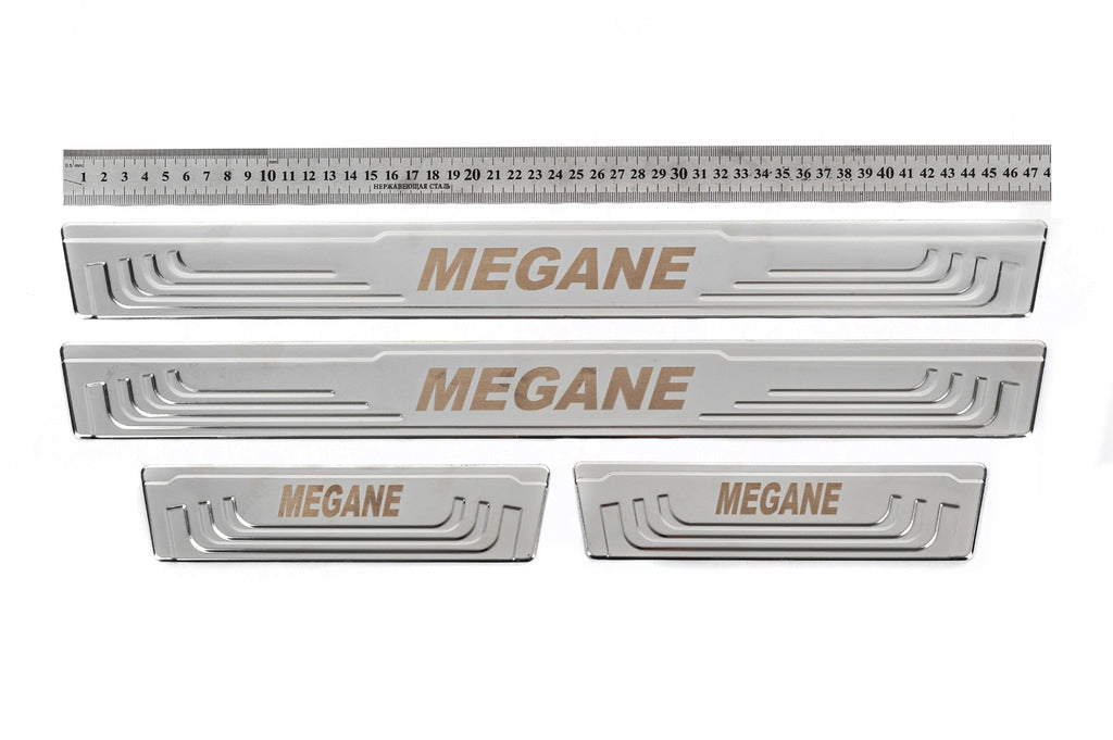 Door Sill Protectors V-2 (4 pcs, Stainless Steel) for Renault Megane I 1996-2004 - image 1