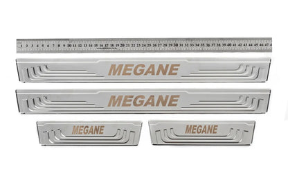 Door Sill Protectors V-2 (4 pcs, Stainless Steel) for Renault Megane II 2004-2009 - image 1